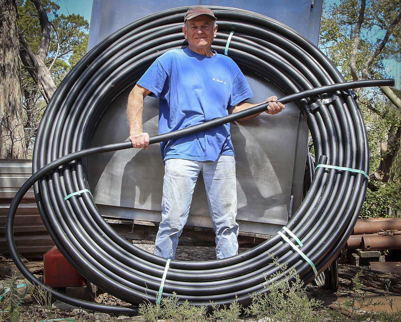 Terry Raines with Poly Pipe